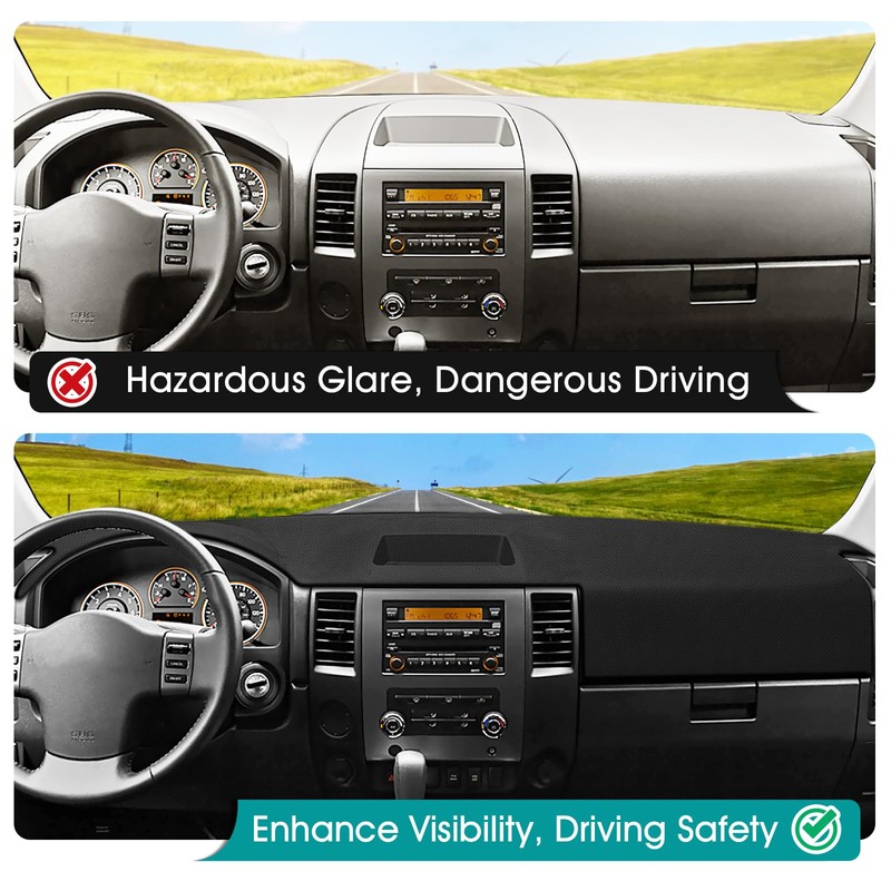 FIILINES Dash Cover for 2004-2012 Nissan Titan (Without Cutout for