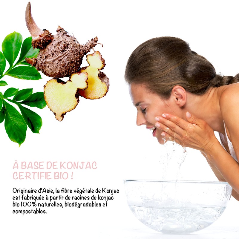 Organic Konjac Face Sponge Combined with Activated Carbon | Set