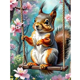 Skyboda Diamond Painting Kits for Adults, DIY Flower Squirrel Diamond Art Kits Full Round Drill Gem Art Diamond Dots for Home Wall Art Decor 30x40cm