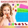 Gummy Candy Molds with 2pcs Droppers, Silicone Bear Dinosaur Fruit