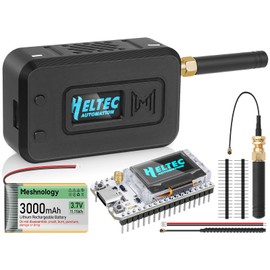 1 Set ESP32 LoRa V3 Module Board with 915 MHz Antenna + 3000mAh Battery + Protect Case - Integrated WiFi Bluetooth SX1262 CP2102 0.96” OLED Display Type C for Arduino Lora Meshtastic IOT (N35, Black)