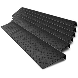 Spurtar Rubber Stair Treads 35" x 10" 6 Pack, Outdoor Rubber Stair Treads Non-Slip with Nosing for Wooden Concrete Marble Tile Metal Steps Black