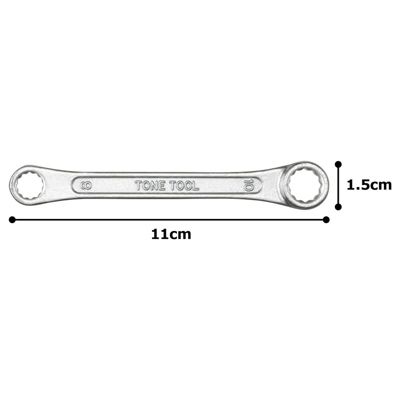 TONE HPM03-0810 Short Box End Wrench (Straight) 2-Sided, Widths 8