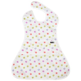 Plie Full Coverage Waterproof Feeding Bib for Toddlers – Extra Long Apron Bib for Mealtime, Self-Feeding, High Chair, Food Catcher, BPA-Free, Easy to Clean - Multi Dot