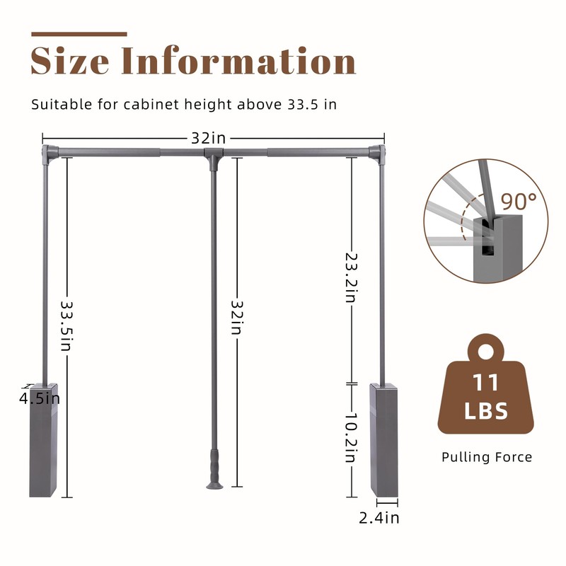 Nisorpa Pull Down Closet Rod for Hanging Clothes, 35-47 Inch