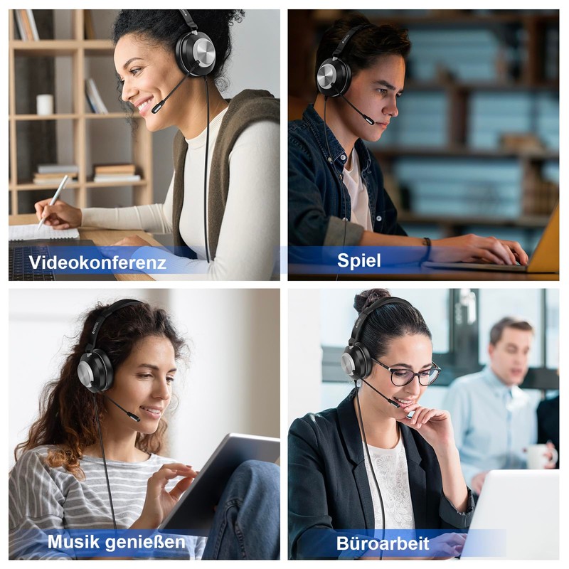 Voistek Headset with Microphone, USB/3.5 mm Type-C, Volume Control, Over-Ear