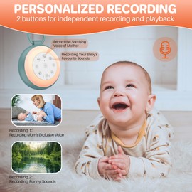 FUNYKICH Travel White Noise Sound Machine with 24 Soothing Sounds, 7 Night Light, Portable Sound Machine for Baby Adult, 2 Recording Function, 50+ Hours Endurance, Wireless Speaker & Sleep Timer, Blue