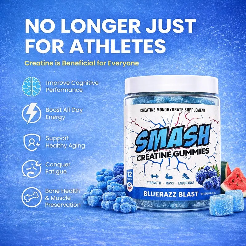 Creatine Gummies 120 Count 3 Flavors Watermelon Strawberry Blue Raspberry