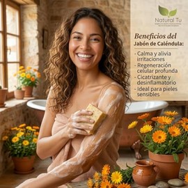 Pack de 3 Jabones Naturales Artesanales, Miel, Arroz y Caléndula, 100 g cada uno                                                                      