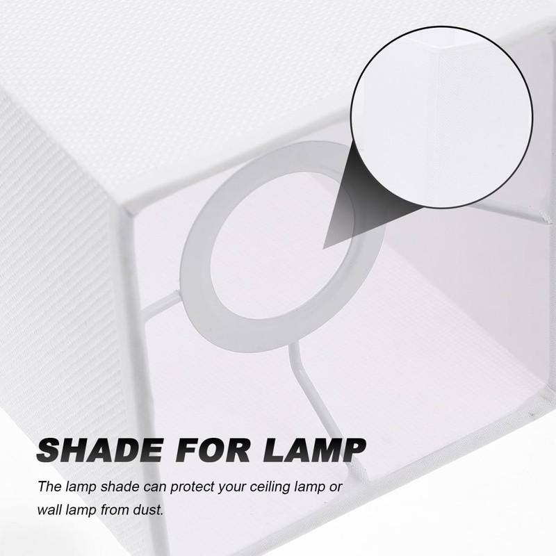 CALLARON White Square Lampshade E27 Fabric Lamp Shade Accessories 7.8
