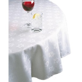 Egyptian 100% Cotton TABLECLOTH Damask Ivy Leaf Fine Table Linen Cloth Cover, ROUND - 68inch (173cm)