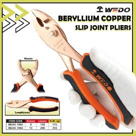 WEDO Beryllium Copper Non-Sparking Adjustable Combination Pliers, Spark-free Safety Adjustable Combination Pliers, Non-Magnetic, Die-Forge, Corrosion Resistant, DIN Standard