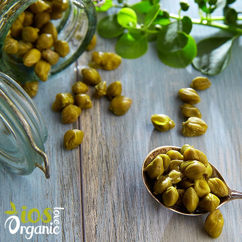 IOS Natural Non-Pareil Capers in Sea Salt, Vegan, Non-GMO, Kosher