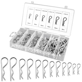 Pack of 180 Cotter Pins Assortment R Clips Set, 6 Sizes, Stainless Steel Cotter Pins, Spring Cotter Pins, Retaining Spring, Towing Hitch Cotter Pins for Trucks, Tractors, Lawnmowers, Cars, Motorhomes
