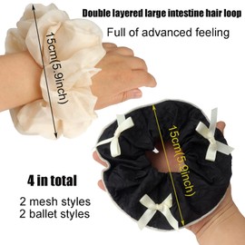 Roellgs 4 Pcs Hair Scrunchies for Women, Premium Satin Hair Band, Ponytail Holder, Girls Solid Color Elastic Band, Soft Cord Ponytail Clipper