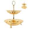 2 Tier Fruit Plate Metal Round Gold Plated Beautiful Cupcake