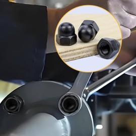 Bikasun Pack of 20 Acorn Nuts M10 Black Stainless Steel Cap Nuts, Cap Nuts, A2 V2A Hexagonal Acorn Nuts, DIN 1587 Threaded Rod Cap Nuts for Screws, Threaded Bolts, Threaded Rods