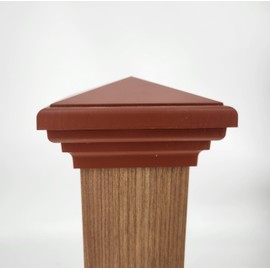 4x4 Cedar Color Pyramid Post Cap Fits Post 3.5" x3.5" Most Common for Pressure Treated Post New England Style Square Top for Outdoor Fences, Mailboxes & Decks, by Atlanta Post Caps…