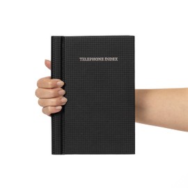 Telephone Address Book A-Z Index Hard Back Cover A5 Address Book Spiral Desgin (Black Spiral)