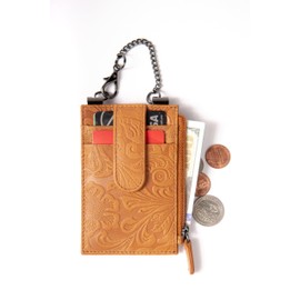 Sidekick Wallets-Genuine Leather Slim Minimalist Wallet, for Men and Women Holds Multiple Cards & Cash, RFID Blocking, Travel Essentials, Pickpocketing Features (Antique Sadle)