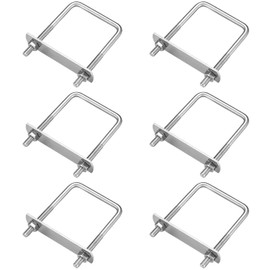 wadafen Pack of 6 U Bracket M6, U-Bolts, 80 x 50 mm U Bolts, U-Bolts, Square Brackets, Stainless Steel, with Threaded Nut Frame and Counter Plate, for Towing, Cars, Ships