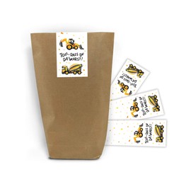 12 Gift Bags + 12 Stickers Construction Site Digger Party Bags for Party Bags Birthday Children's Birthday Boys Gift Packaging