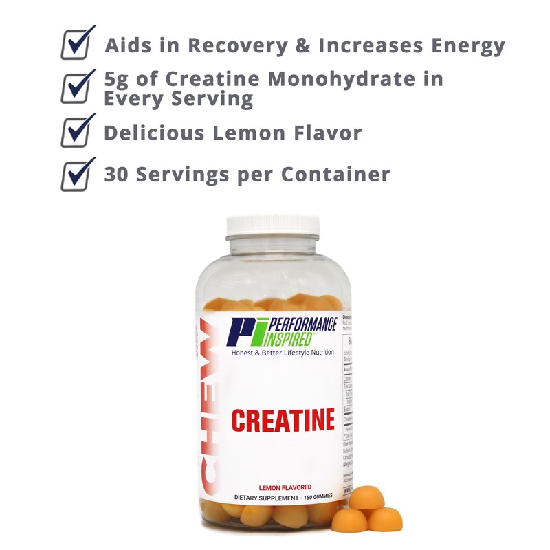 PERFORMANCE INSPIRED Creatine Gummies – 5g Creatine Monohydrate – Muscle