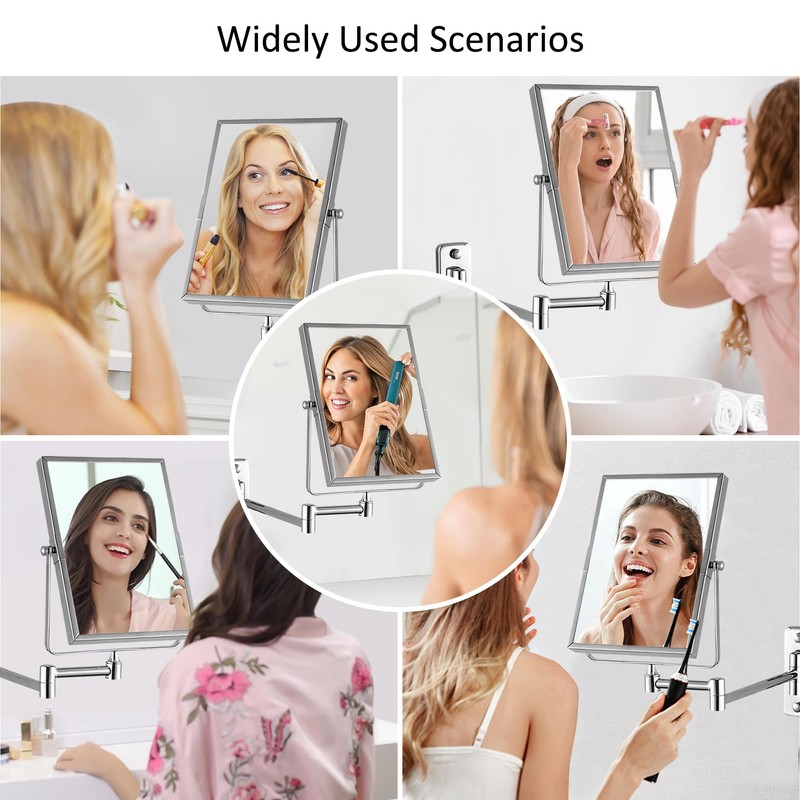 QiMH 3X Magnifying Wall Mounted Vanity Makeup Mirror | Rectangular