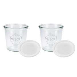 WECK Canning Jars 742 Mold Jars made of Transparent Glass - Eco-Friendly Canning Jar - Storage for Food, Yogurt with Keep Fresh Lids - 1/2 Liter Tall Jar Set - (2 Jars, Keep Fresh Lids)