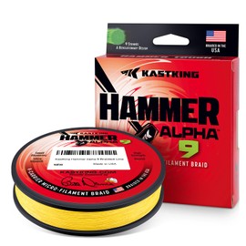 KastKing Hammer Alpha 9 Braided Fishing Line, Yellow, 15LB, 150Yds, 9 Strands