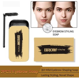 Jabón para Cejas, 2pcs Soap Brows, Eyebrow Soap Kit, Jabón para dar Forma a Las Cejas, Gel para Jabones de Cejas en 3D Crema, Wild Eyebrow Shape Soap, Impermeable de Larga Duración, 3D Con Cepillos Para Cejas Naturales