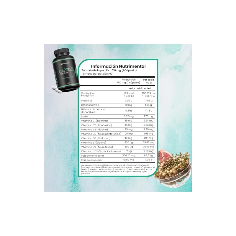 Nuboost Complejo Completo Vitamina 510 Por Cápsula Cápsulas Vitaminas B12