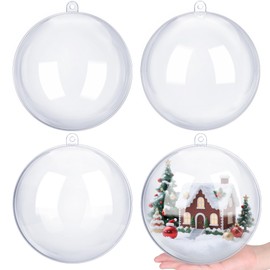 ANVAVO 2 Pieces 20 cm Christmas Clear Plastic Fillable Ball Ornaments DIY Craft Transparent Baubles Shatterproof Christmas Tree Hanging Ornaments for Xmas New Years Birthday Wedding Home Decor