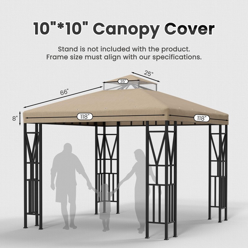 Kieperi 10x10 FT Gazebo Canopy Top Replacement，Double Tiered Canopy Covers