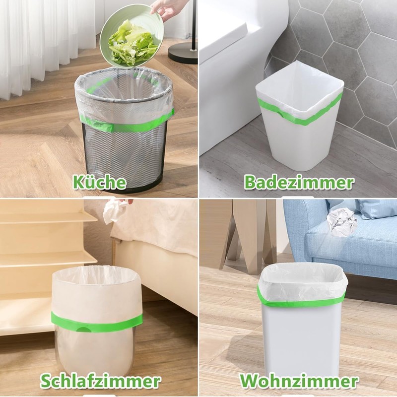 AOMKES Bin Liners 15 L with Drawstring White Bin Bags