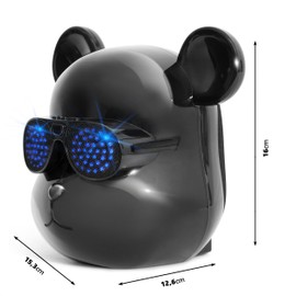 Ibiza - Bear-Sound - Baffle, Akku-Lautsprecher in Form eines Bärenkopfes mit LED in der Brille - Bluetooth, USB, Micro-SD, Aux - TWS - Design, modern, Fun