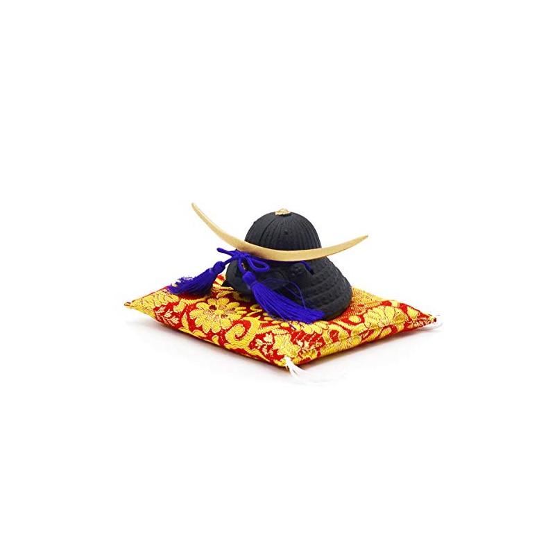 Mini Helmet Ornament Date Masamune (Black & Gold Brocade Zabuton)
