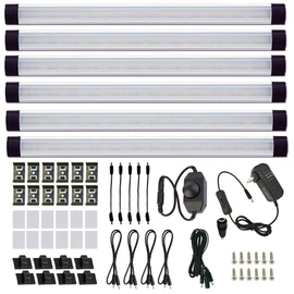 AIBOO Under Cabinet LED Kitchen Light Bar with Dial Dimmer Switch for Furniture Closet Kitchen Lighting (6 Panels,Warm White)