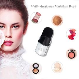 Mini Brocha para Rubor Pincel Telescopio Plano Cepillo Retráctil de Maquillaje de Viaje para Polvo Mineral, Contorno, Bronceador, Polvo Suelto, Protector Solar, Crema Base O Cosméticos Líq