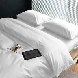 Duvet Cover, Single, Slippery, Satin, Glossy, 300 Pieces, High Density Fabric, Sold Individually, Duvet Cover, All Seasons, Plain, 59.1 x 82.7 inches (150 x 210 cm), 8 Places with Strings, Washable,