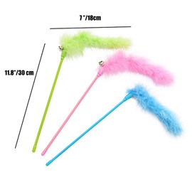 IUHKBH Cat Wand Toys, 6 PCS Interactive Cat Feather Toys Colorful Cat Teaser Wand with Bell for Cats and Kitties