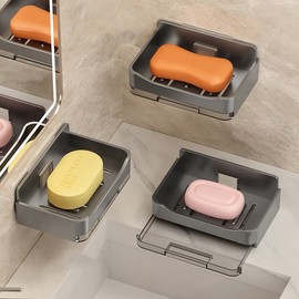 [New item] Bathroom soap stand, stand holder, draining sink, soap holder, soap dish, non-perforated soap box gray 5ea