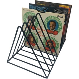 Vinyl Record Storage Holder Stand - Premium Triangle Metal Wire Magazine and Book Rack holds up to 33 Lp Album Records, Simple, Functional and Contemporary Vinyl Organizer - Small 5slots (Rose)