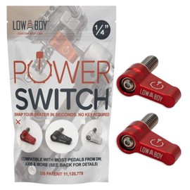 1/4" Power Switch by Low Boy - Bass Drum Beater Quick Release Thumb Screw. Fits DW/Axis/Drumnetics/Volta pedals (Red, 2-Pack)