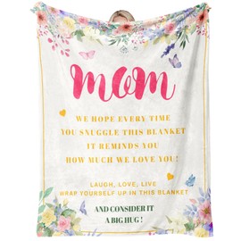 TIKTREE Gifts for Mom Blanket, Birthday Gifts for Mom, Mom Birthday Gifts from Daughter Son, Best Mom Gifts for Christmas, Valentine's Day, Mothers Day, Flannel Throw Blanket for Mom 60" x 50"