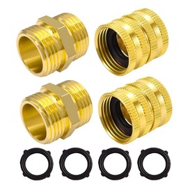 Hooshing Garden Hose Adapter 3/4" GHT to 3/4" GHT Double Male and Female Brass Hose Connectors with Washers
