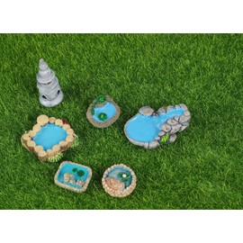Dong Huang 12pcs Mini Fairy Garden Accessories Kit, Micro Landscape Decoration Pond Bridge Ornaments, Miniature Figurines for Potted Plant Bonsai Terrarium Decor