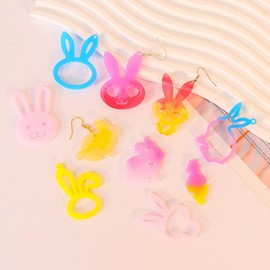 Xidmold 4Pcs Easter Earring Resin Moulds Easter Bunny Egg Chick Animal Resin Mold for Jewelry Pendant, Keychain, Easter Pendant Decor