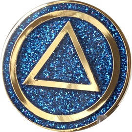AA Circle Triangle Logo Reflex Blue Glitter Gold Plated Chip
