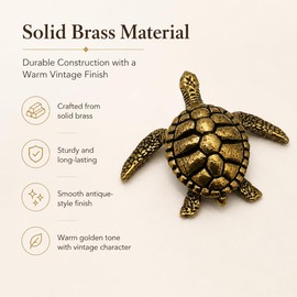 Brass Sea Turtle Figurine Coastal Home Decor Accent
